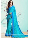 Blue Faux Georgette Printed Saree