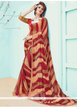 Faux Georgette Multi Colour Printed Saree