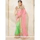 Green And Pink Embroidered Work Art Silk Designer Half N Half Saree