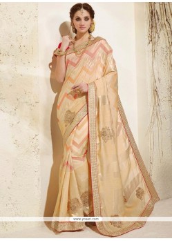 Beige Fancy Fabric Classic Designer Saree