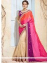 Embroidered Work Satin Designer Half N Half Saree