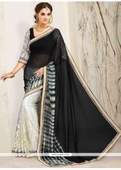 Net Embroidered Work Designer Half N Half Saree