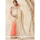 Patch Border Work Cream And Peach Designer Half N Half Saree