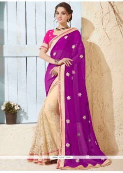 Net Patch Border Work Half N Half Designer Saree