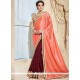 Embroidered Work Brown And Peach Jacquard Designer Half N Half Saree