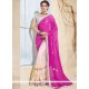 Embroidered Work Cream And Hot Pink Half N Half Saree