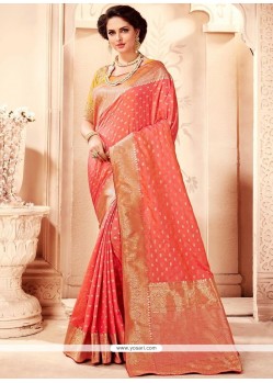 Art Silk Peach Traditional Designer Saree