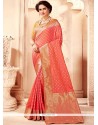 Art Silk Peach Traditional Designer Saree