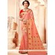 Art Silk Peach Weaving Work Designer Traditional Saree