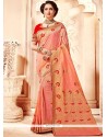 Art Silk Peach Weaving Work Designer Traditional Saree