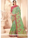 Green Raw Silk Traditional Designer Saree