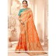 Orange Weaving Work Raw Silk Traditional Designer Saree