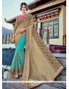 Resham Work Faux Georgette Half N Half Designer Saree