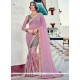 Grey And Pink Embroidered Work Faux Georgette Designer Half N Half Saree