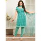 Print Work Blue Faux Georgette Churidar Suit