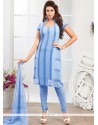 Blue Faux Georgette Churidar Suit