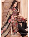 Multi Colour Print Work Faux Crepe Palazzo Suit