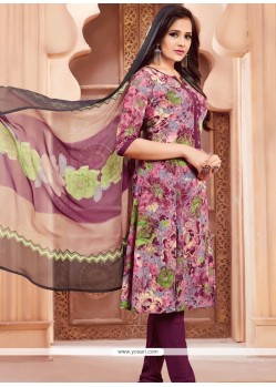 Multi Colour Print Work Churidar Suit