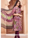 Multi Colour Print Work Churidar Suit