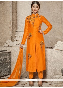 Krystle Dsouza Embroidered Work Orange Pant Style Suit