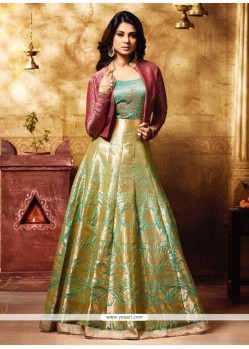 Jennifer Winget Banarasi Silk Floor Length Anarkali Suit