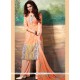 Print Work Peach Faux Crepe Palazzo Suit