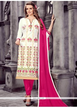 Cotton Embroidered Work Churidar Suit