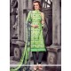 Green Embroidered Work Cotton Churidar Suit