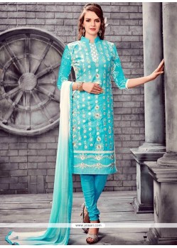 Cotton Embroidered Work Churidar Suit