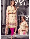 Embroidered Work Beige Churidar Designer Suit