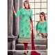 Lace Cotton Churidar Suit In Green And Maroon