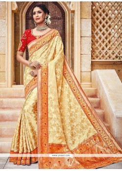 Banarasi Silk Patch Border Work Designer Traditional Saree