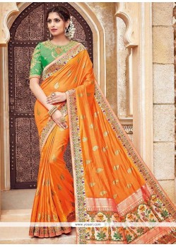 Patch Border Work Banarasi Silk Traditional Designer Saree