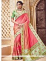 Banarasi Silk Rose Pink Embroidered Work Designer Traditional Saree