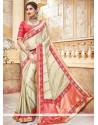 Banarasi Silk Beige Patch Border Work Designer Traditional Saree