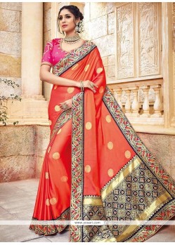 Banarasi Silk Red Traditional Designer Saree