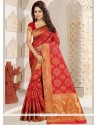 Kanchipuram Silk Red Designer Traditional Saree