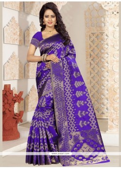 Kanchipuram Silk Blue Traditional Designer Saree