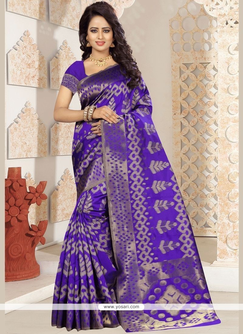 Buy Kanchipuram Silk Blue Traditional Designer Saree Designer Sarees