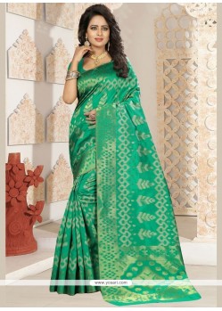 Green Weaving Work Kanchipuram Silk Designer Traditional Saree