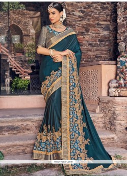 Embroidered Work Satin Classic Designer Saree