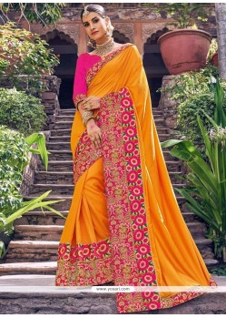 Art Silk Orange Traditional Designer Saree