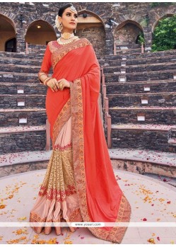 Embroidered Work Lycra Designer Half N Half Saree