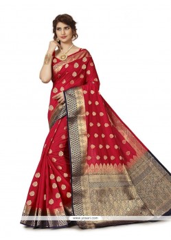 Banarasi Silk Maroon Weaving Work Traditional Designer Saree