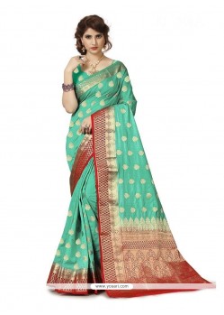 Banarasi Silk Sea Green Designer Traditional Saree