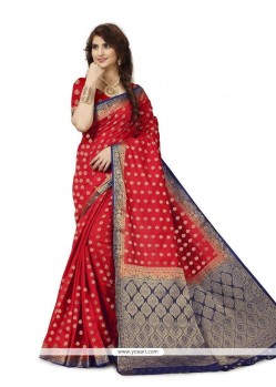 Banarasi Silk Red Traditional Saree