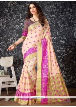 Cotton Silk Peach Traditional Saree