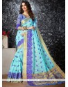 Blue Woven Work Cotton Silk Traditional Saree