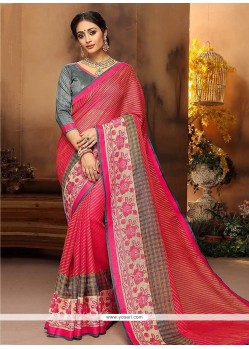 Pink Embroidered Work Traditional Saree