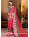 Pink Embroidered Work Traditional Saree